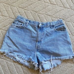 Levi's Light Blue Frayed Jean Shorts